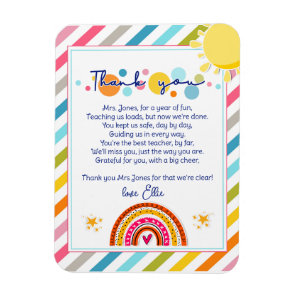 thank you teacher Appreciation rainbow cloud poem Magnet