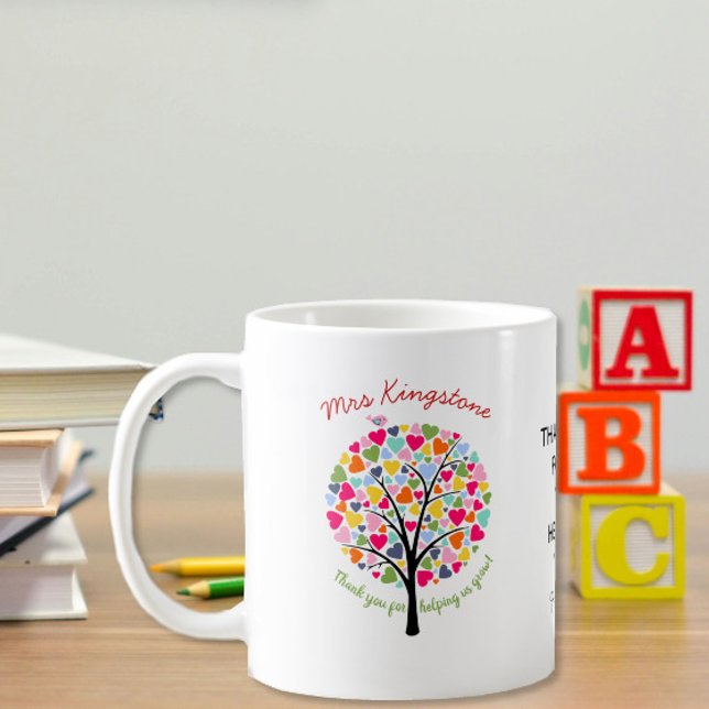 Thank you teacher appreciation rainbow heart tree coffee mug (Creator Uploaded)