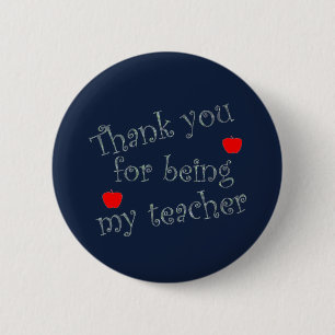 Thank You Teacher Appreciation Red Apple Button