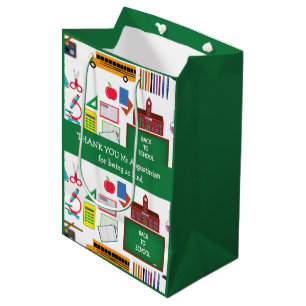 THANK YOU Teacher Appreciation School GREEN Medium Gift Bag