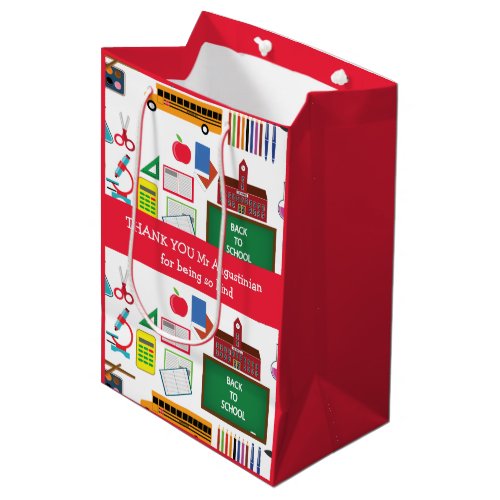 THANK YOU Teacher Appreciation School RED Medium Gift Bag