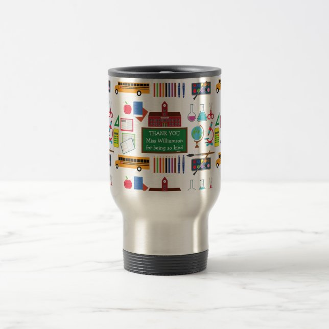 THANK YOU Teacher Appreciation School Travel Mug (Center)