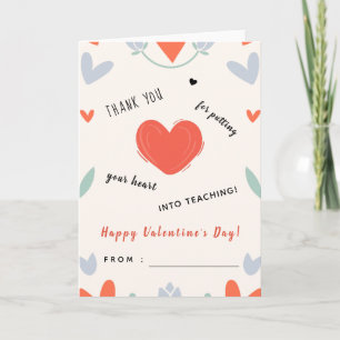 Thank You Teacher Appreciation Valentine's Day     Card