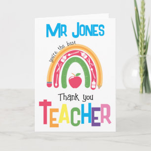 thank you teacher appreciation you are the best  card