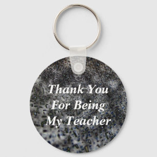 Thank You Teacher Black White Abstract Pattern Keychain