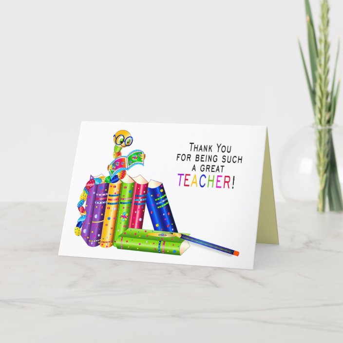 Thank You Teacher Bookworm, Kaleidoscope Group Card | Zazzle.com