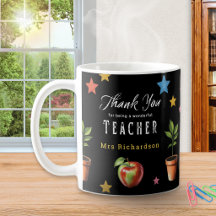 Thank You Teacher Chalkboard Apple Personalized