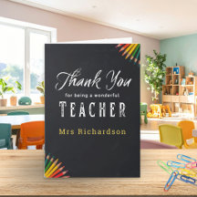 Thank You Teacher Chalkboard Pencils Personalized