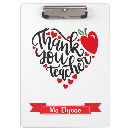 Thank You Teacher Clipboards Personalized Name