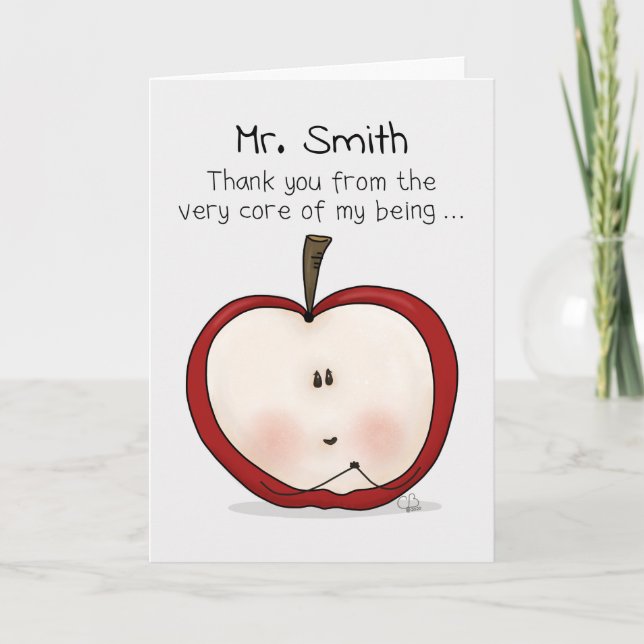 Thank You Teacher COVID-19, Apple Core Card (Front)