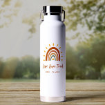 Thank You Teacher Custom Name Boho Rainbow Sun Water Bottle<br><div class="desc">Live Love Teach! The Custom Name Boho Earth Tone Rainbow Sun Teacher water bottle is a unique and stylish gift that combines bohemian and earthy elements with a vibrant rainbow sun. In addition to the striking graphic, the tote can also be customized with your own name, making it a truly...</div>
