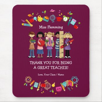 Thank You  Teacher. Custom Name Gift Mouse Pad by artofmairin at Zazzle