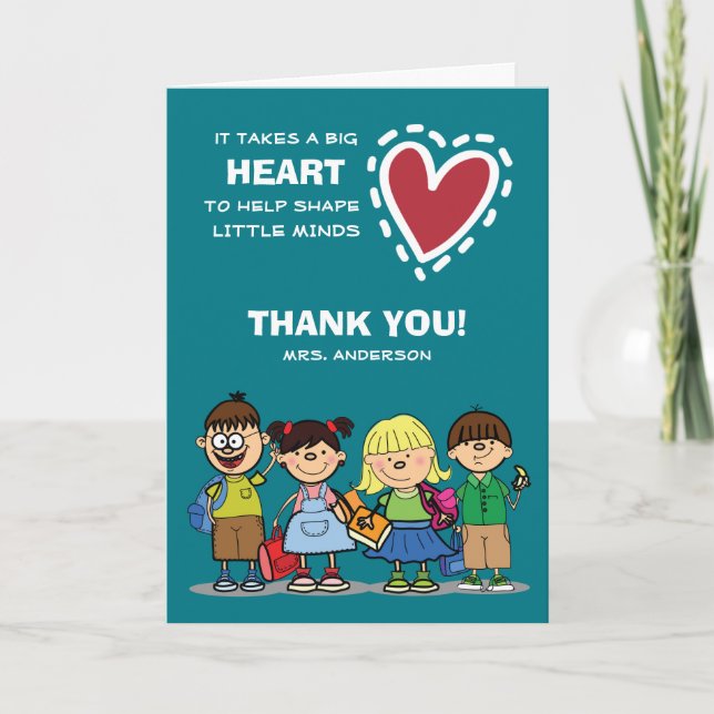 Thank You, Teacher. Custom Name Greeting Cards (Front)