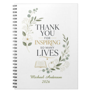 Thank You Teacher Custom Name Retirement Notebook