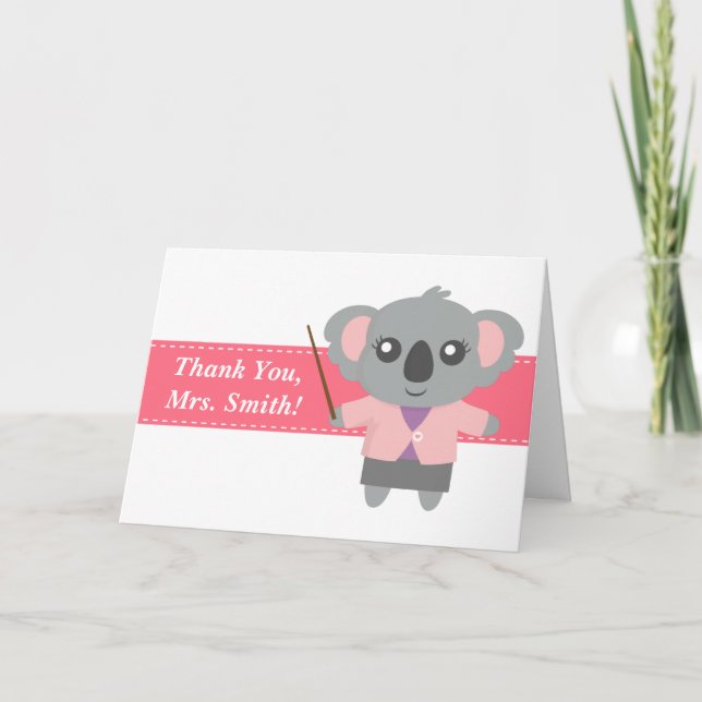 Thank You Teacher, Cute Koala Bear, Appreciation Card (Front)