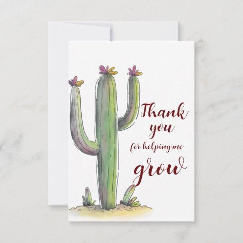 Thank You Teacher Cute watercolor cactus