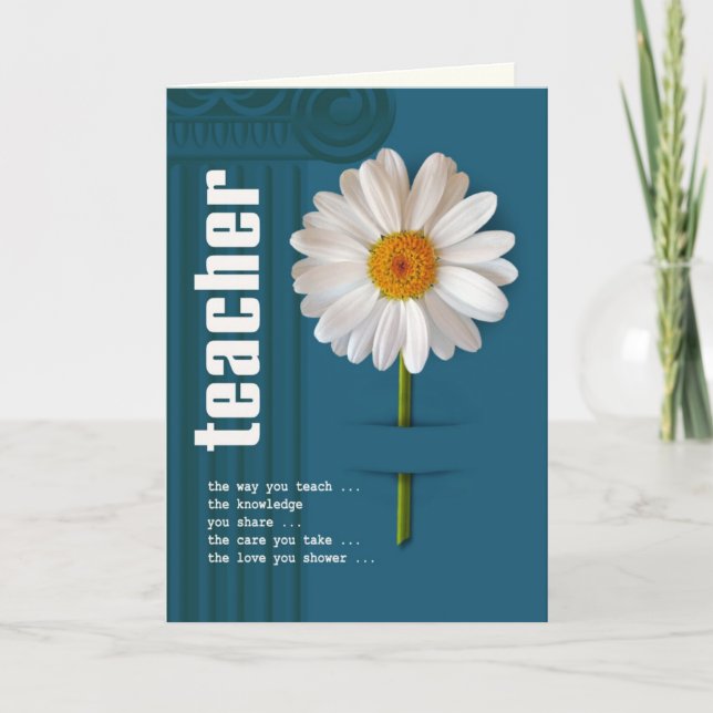 Thank You Teacher. Daisy Design Custom Card (Front)