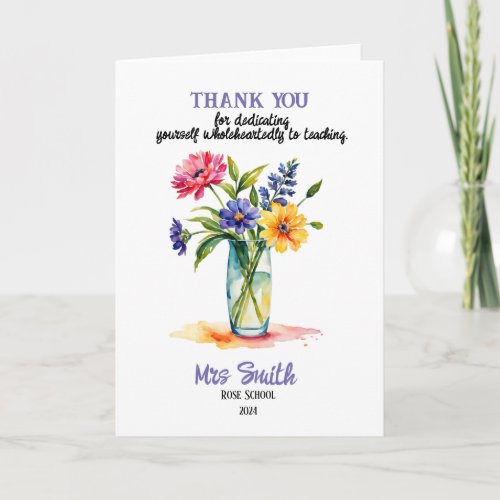 Thank you teacher floral design gift card