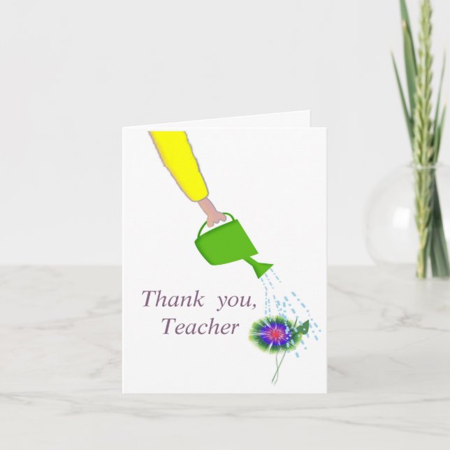 Thank you, Teacher, Flower and Watercan You Card (Front)