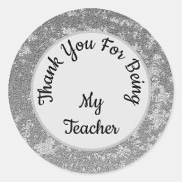 Thank You Teacher Gender Neutral Gray Marble Class Classic Round Sticker
