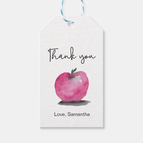 Thank you teacher gift apple watercolor gift tags