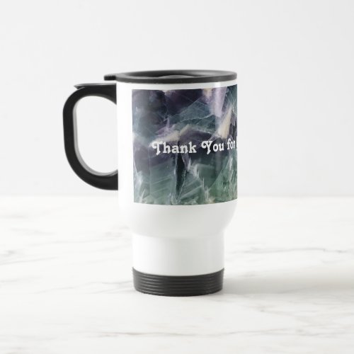 Thank You Teacher Green Purple Fluorite Photo Gem Travel Mug