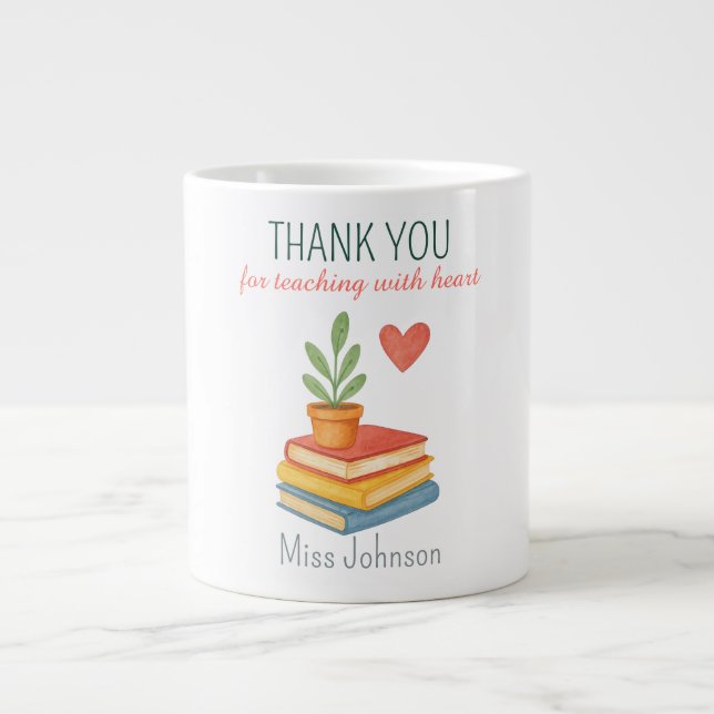 Thank You Teacher – Heartfelt Appreciation Gift Giant Coffee Mug (Front)