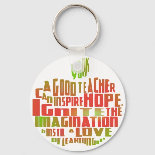 Thank You Teacher Leaving Gift Apple Quote Keyring