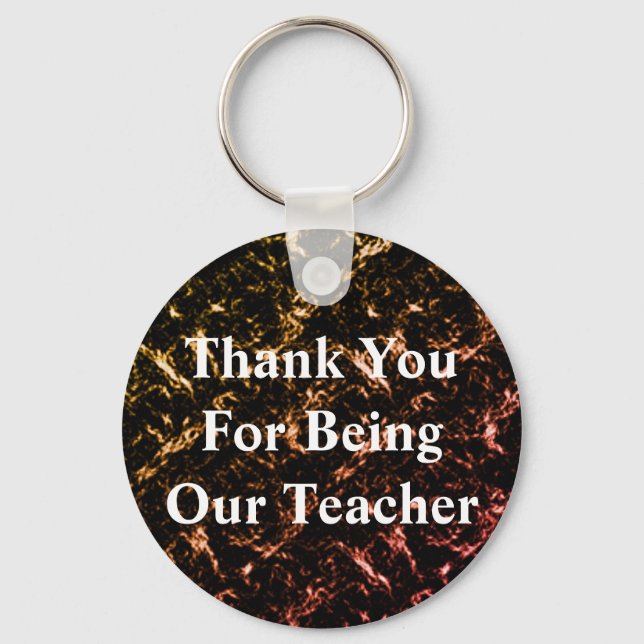Thank You Teacher Metallic Classroom Appreciation Keychain (Front)