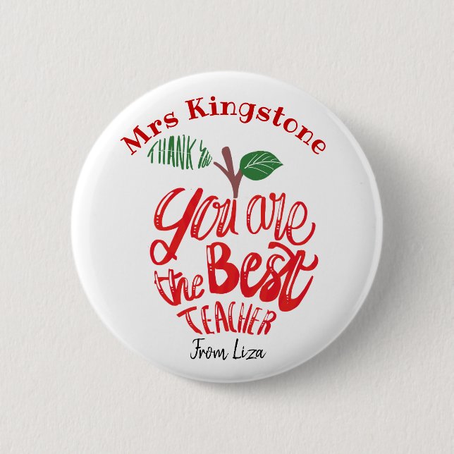 Thank you teacher mug you are the best! button (Front)