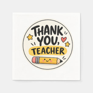 Thank You Teacher Pencil Appreciation Round Napkins
