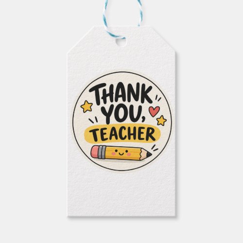 Thank You Teacher Pencil Appreciation Round Sticke Gift Tags