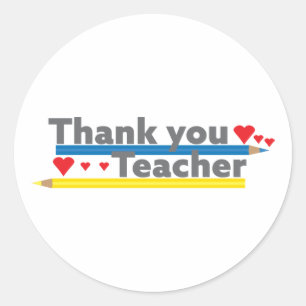 Thank you teacher - Pencils and Hearts Classic Round Sticker