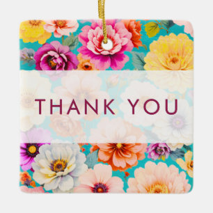 Thank You Teacher Personalized Floral Keepsake Ceramic Ornament