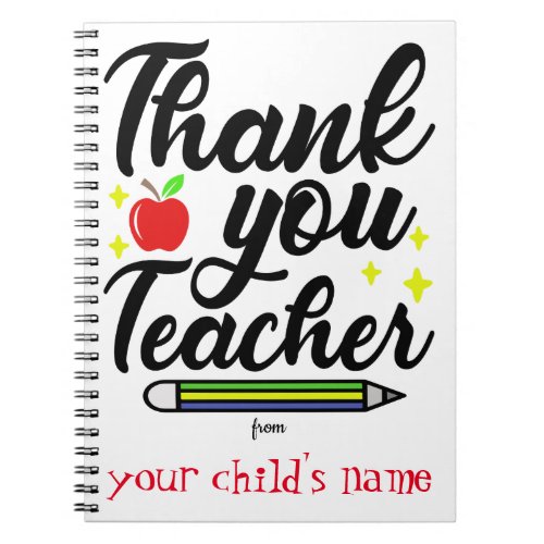Thank you Teacher Personalized Notebook