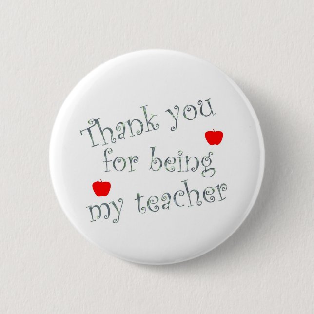 Thank you teacher pinback button (Front)