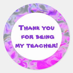 Thank You Teacher Pink Purple Tie-Dye Appreciation Classic Round Sticker