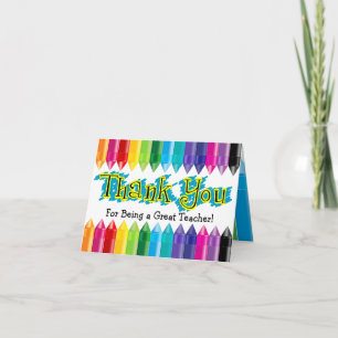 Thank You Teacher, Rainbow Crayons Card