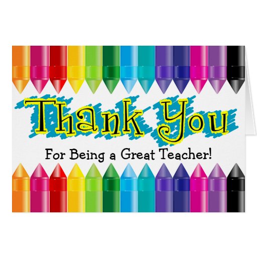 Thank You Teacher, Rainbow Crayons Stationery Note Card | Zazzle