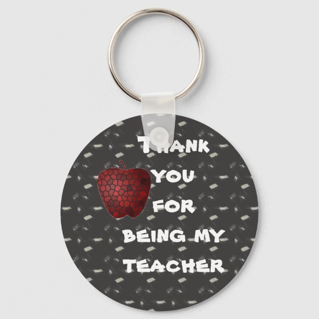 Thank You Teacher Red Apple Classroom Thanks Keychain (Front)