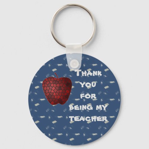 Thank You Teacher Red Apple School Classroom Keychain