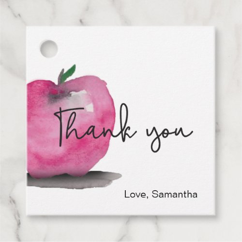 Thank you Teacher Red Apple watercolor Favor Tags