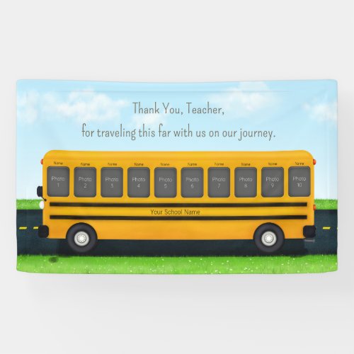 Thank You Teacher School Bus Custom 10 Photo Banner
