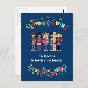 Thank You, Teacher. School kids & Quote Postcard