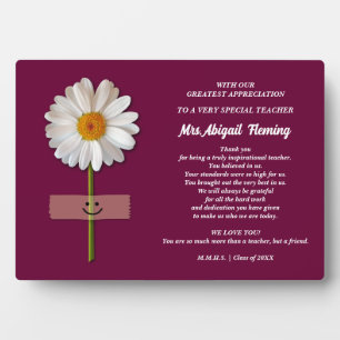 Thank You, Teacher. Smiling Daisy Custom Gift Plaque