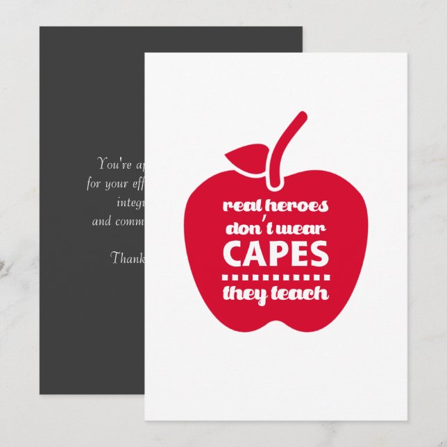 Thank You, Teacher. Teaching Quote | Apple  Thank You Card (Front/Back)