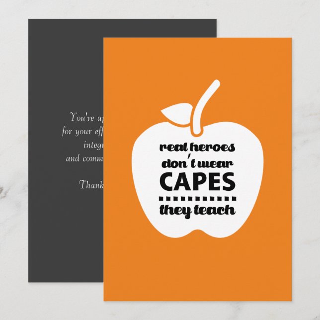 Thank You, Teacher. Teaching Quote | Apple  You Card (Front/Back)