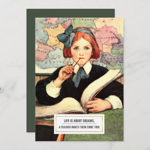 Thank You, Teacher. Vintage Art Flat Cards