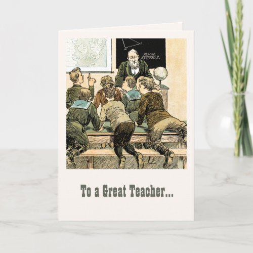 Thank You Teacher Vintage Art Greeting Card