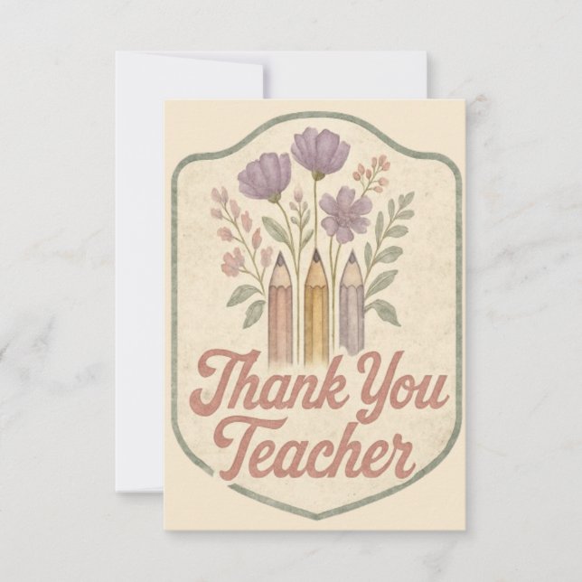 Thank You Teacher Vintage Card (Front)